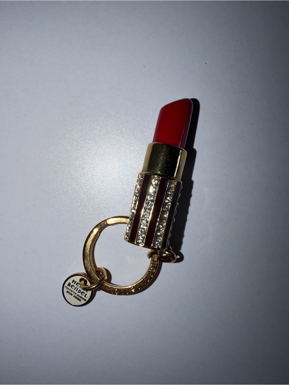 Henri Bendel New York Lipstick Key Chain Key Ring Fob Chain Crystal - Picture 2 of 4